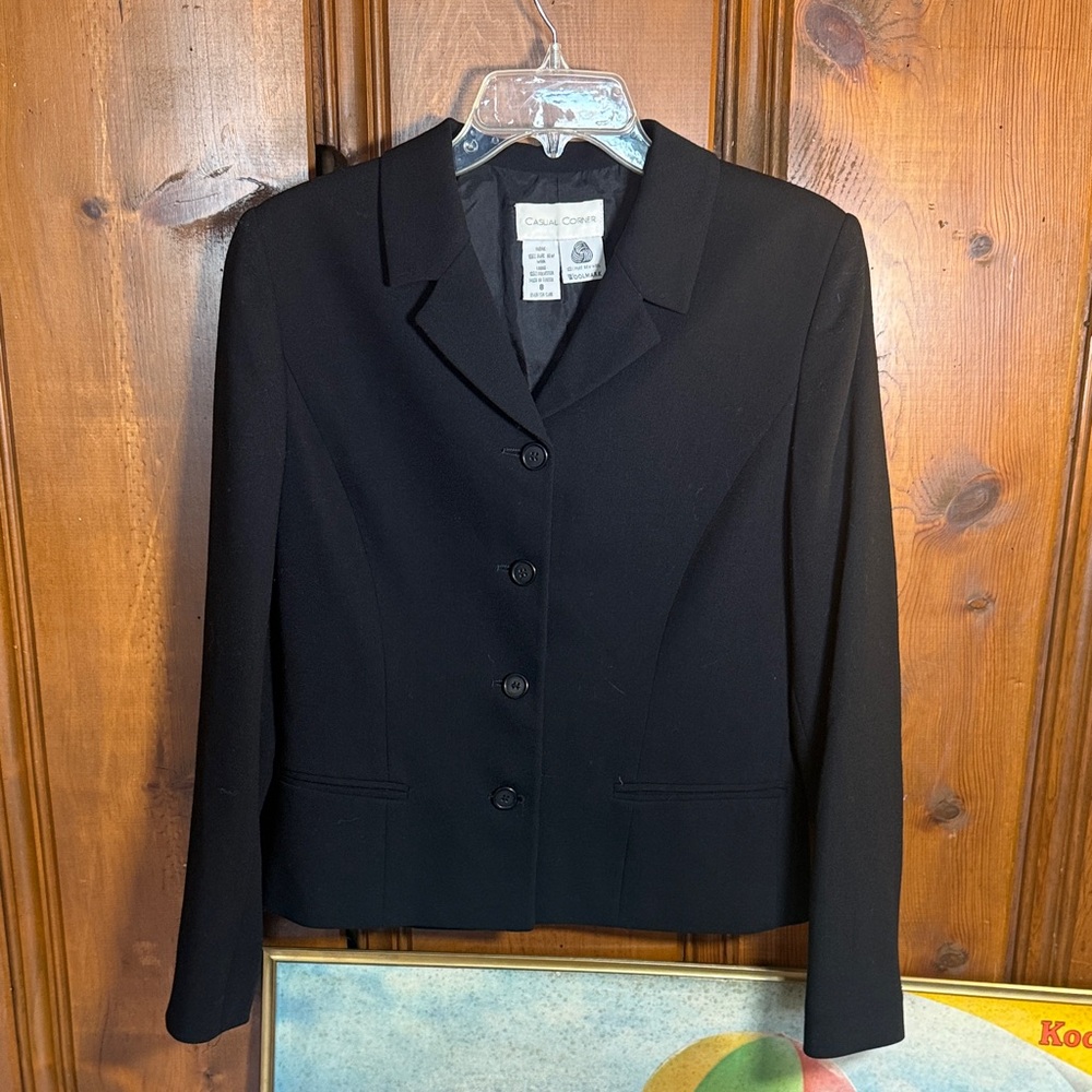Vintage 100% Wool Casual Corner Black Women's Blazer